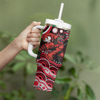 Personalized Essendon Bombers Rugby Tumbler With Handle Aboriginal Dot Art - Dreamtime Football Mascot