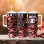 Personalized Essendon Bombers Rugby Tumbler With Handle Aboriginal Dot Art - Dreamtime Football Mascot