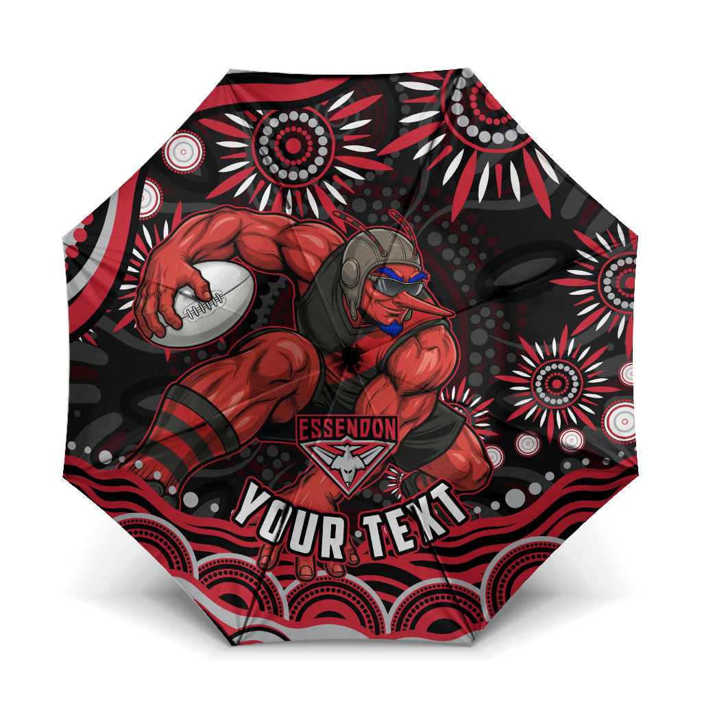 Personalized Essendon Bombers Rugby Umbrella Aboriginal Dot Art - Dreamtime Football Mascot