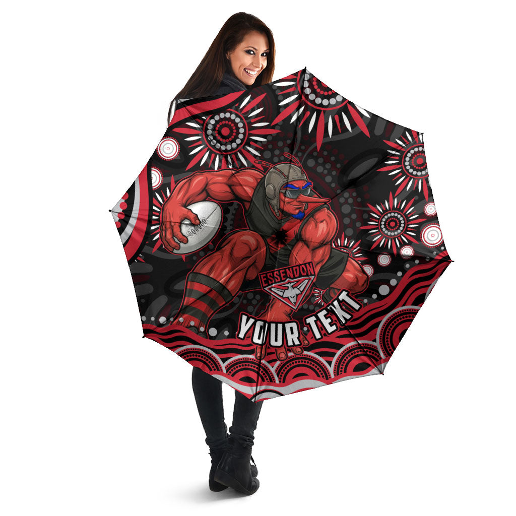 Personalized Essendon Bombers Rugby Umbrella Aboriginal Dot Art - Dreamtime Football Mascot