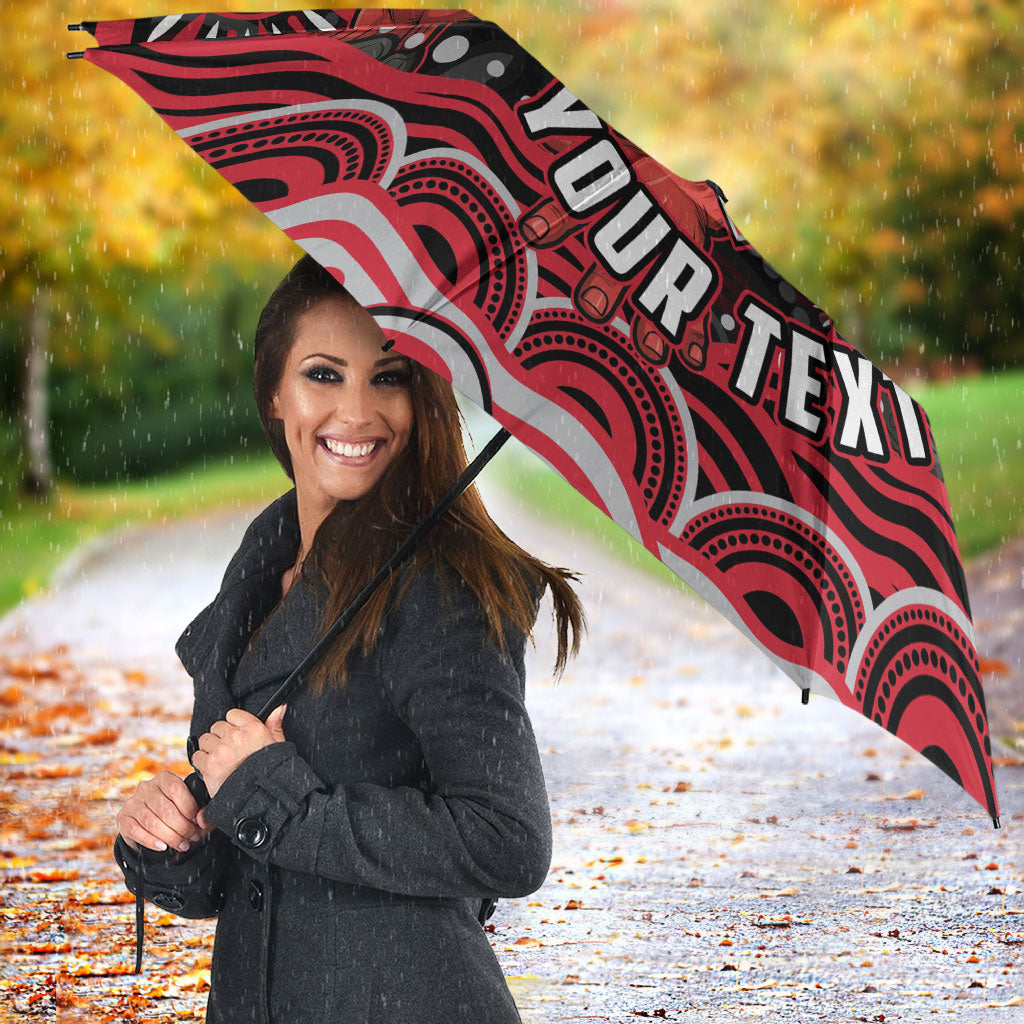 Personalized Essendon Bombers Rugby Umbrella Aboriginal Dot Art - Dreamtime Football Mascot