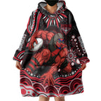 Personalized Essendon Bombers Rugby Wearable Blanket Hoodie Aboriginal Dot Art - Dreamtime Football Mascot