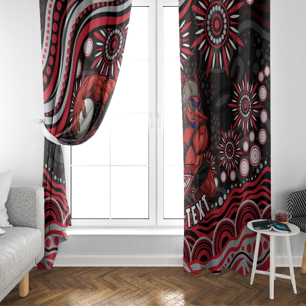 Personalized Essendon Bombers Rugby Window Curtain Aboriginal Dot Art - Dreamtime Football Mascot
