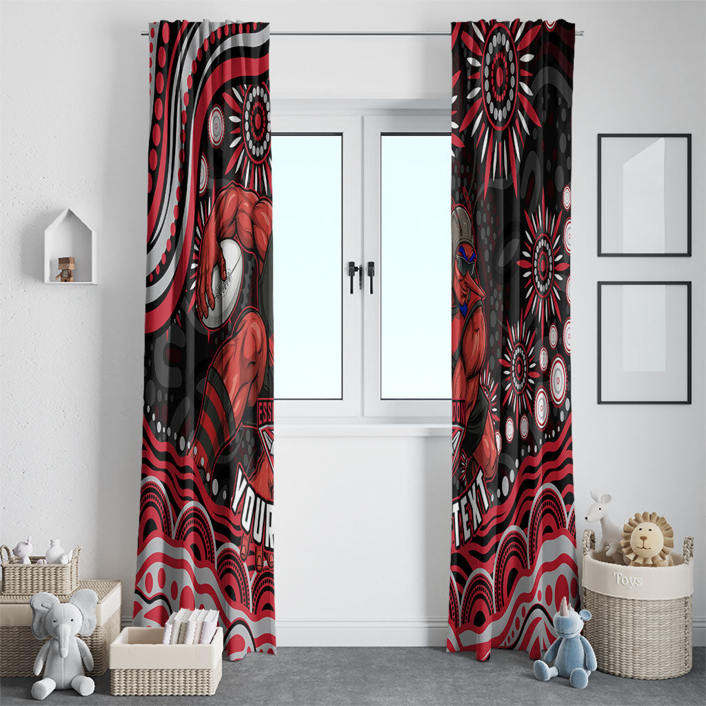 Personalized Essendon Bombers Rugby Window Curtain Aboriginal Dot Art - Dreamtime Football Mascot