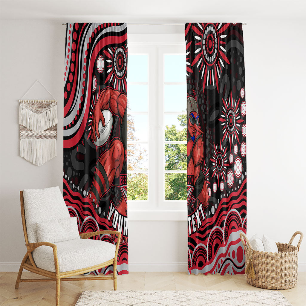 Personalized Essendon Bombers Rugby Window Curtain Aboriginal Dot Art - Dreamtime Football Mascot