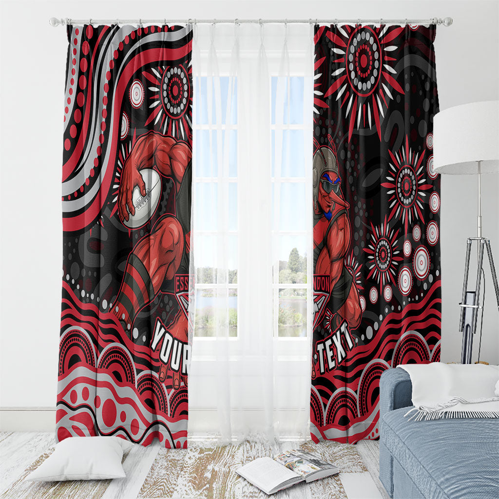 Personalized Essendon Bombers Rugby Window Curtain Aboriginal Dot Art - Dreamtime Football Mascot