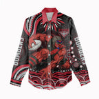 Personalized Essendon Bombers Rugby Women Casual Shirt Aboriginal Dot Art - Dreamtime Football Mascot
