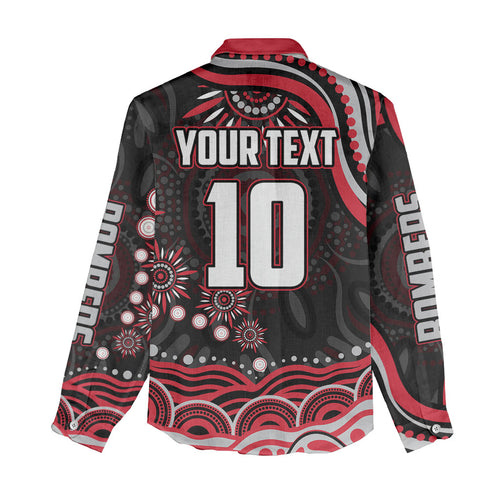 Personalized Essendon Bombers Rugby Women Casual Shirt Aboriginal Dot Art - Dreamtime Football Mascot