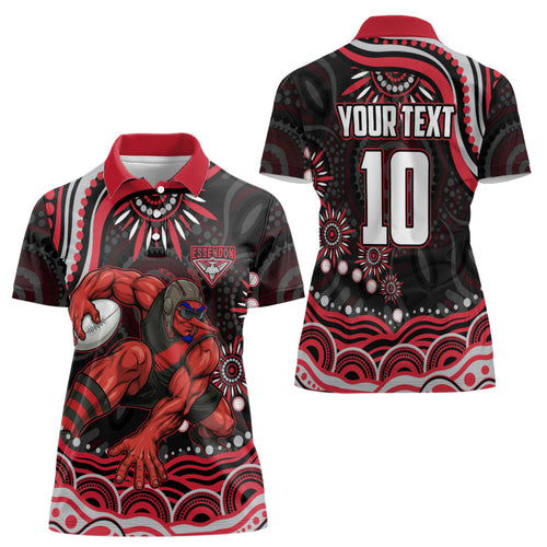Personalized Essendon Bombers Rugby Women Polo Shirt Aboriginal Dot Art - Dreamtime Football Mascot