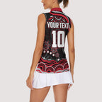 Personalized Essendon Bombers Rugby Women Sleeveless Polo Shirt Aboriginal Dot Art - Dreamtime Football Mascot