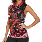 Personalized Essendon Bombers Rugby Women Sleeveless Polo Shirt Aboriginal Dot Art - Dreamtime Football Mascot