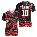 Personalized Essendon Bombers Rugby Women V-Neck T-Shirt Aboriginal Dot Art - Dreamtime Football Mascot