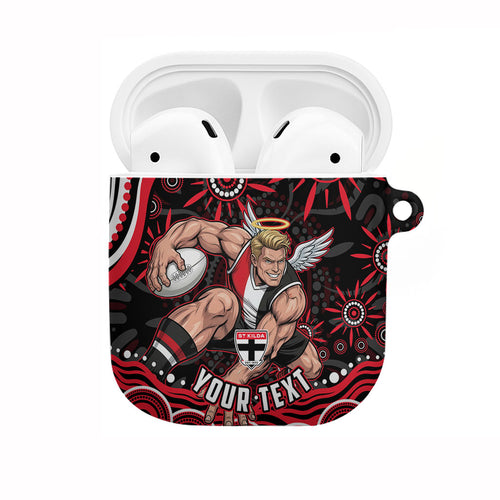 Personalized St Kilda Saints Footy Mascot AirPods Case Aboriginal Dot Art - Dreamtime Football Mascot