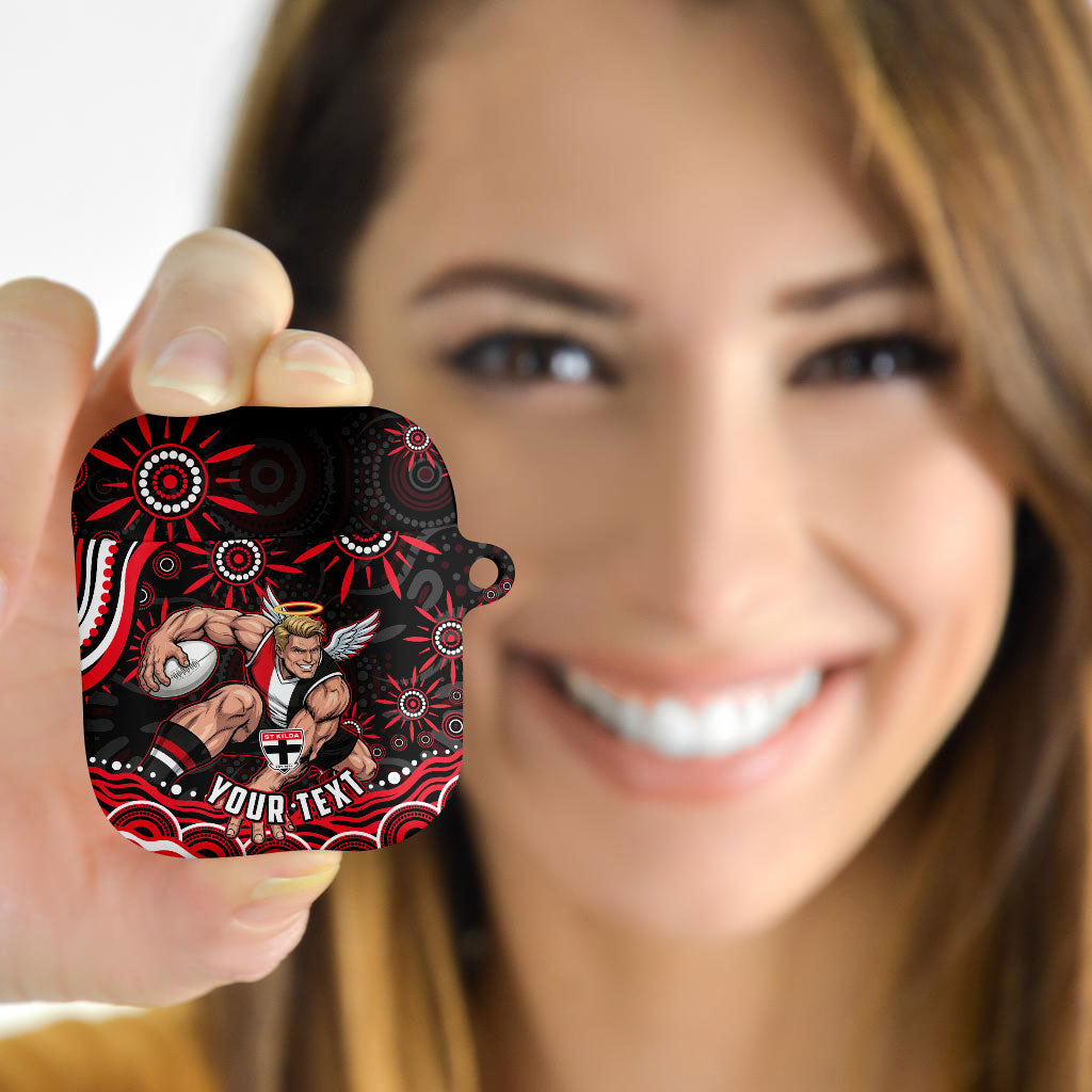 Personalized St Kilda Saints Footy Mascot AirPods Case Aboriginal Dot Art - Dreamtime Football Mascot