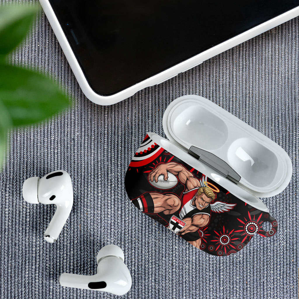 Personalized St Kilda Saints Footy Mascot AirPods Case Aboriginal Dot Art - Dreamtime Football Mascot