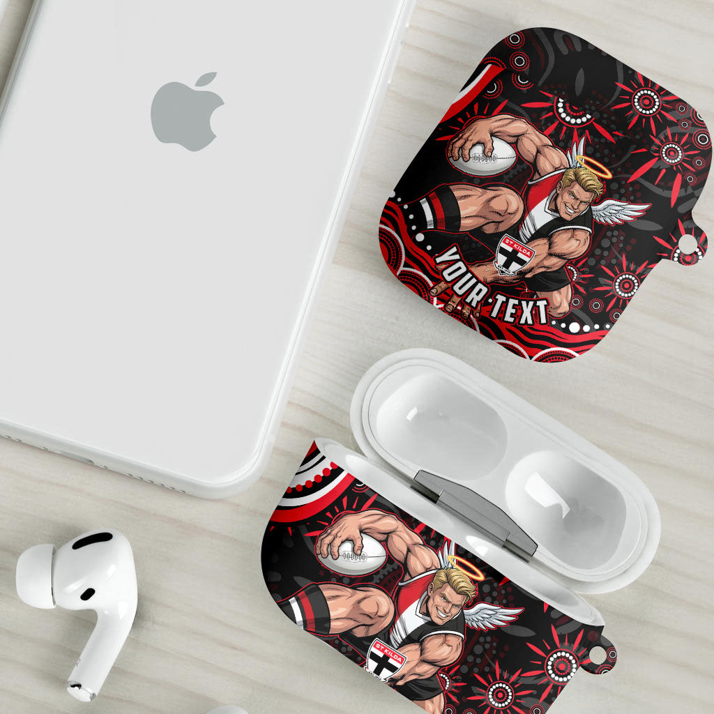 Personalized St Kilda Saints Footy Mascot AirPods Case Aboriginal Dot Art - Dreamtime Football Mascot