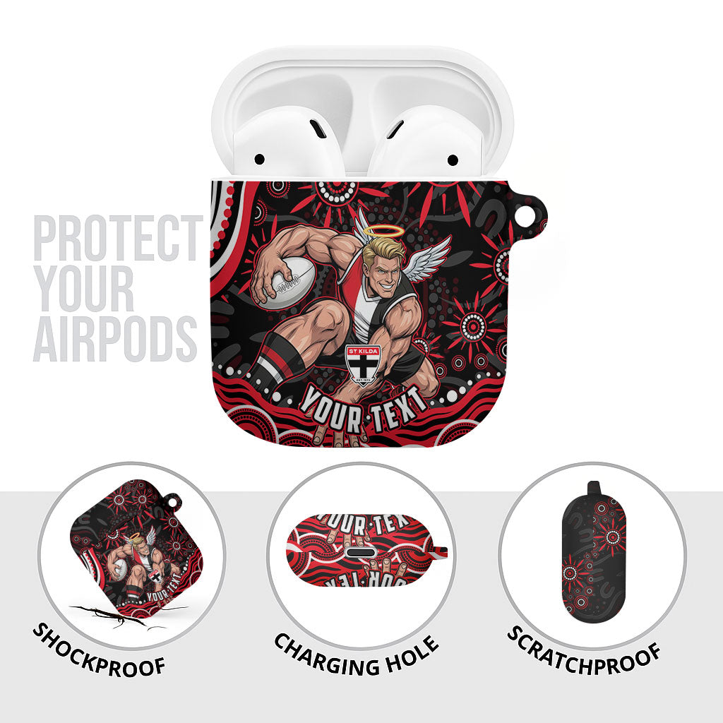 Personalized St Kilda Saints Footy Mascot AirPods Case Aboriginal Dot Art - Dreamtime Football Mascot