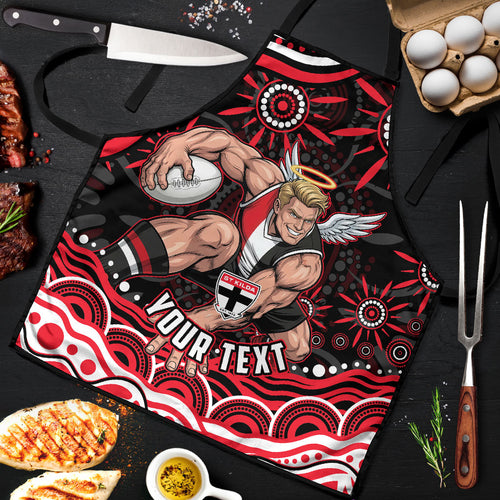 Personalized St Kilda Saints Footy Mascot Apron Aboriginal Dot Art - Dreamtime Football Mascot