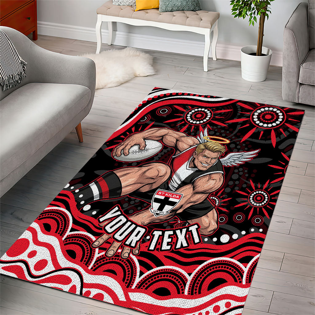Personalized St Kilda Saints Footy Mascot Area Rug Aboriginal Dot Art - Dreamtime Football Mascot