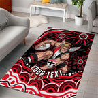 Personalized St Kilda Saints Footy Mascot Area Rug Aboriginal Dot Art - Dreamtime Football Mascot