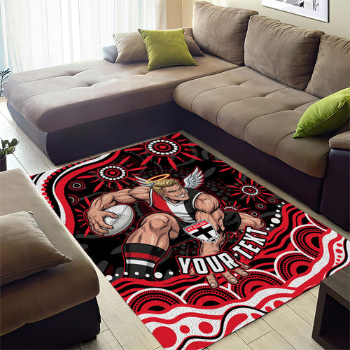 Personalized St Kilda Saints Footy Mascot Area Rug Aboriginal Dot Art - Dreamtime Football Mascot