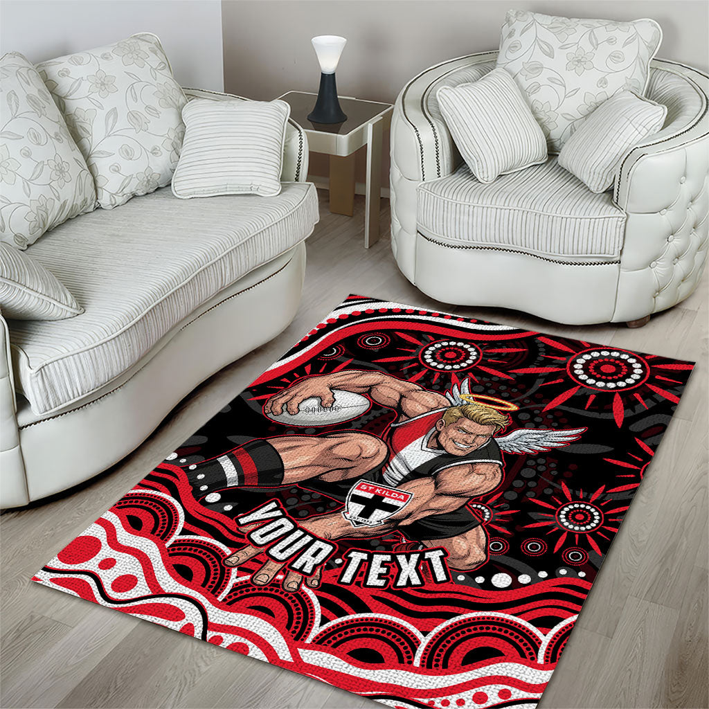 Personalized St Kilda Saints Footy Mascot Area Rug Aboriginal Dot Art - Dreamtime Football Mascot