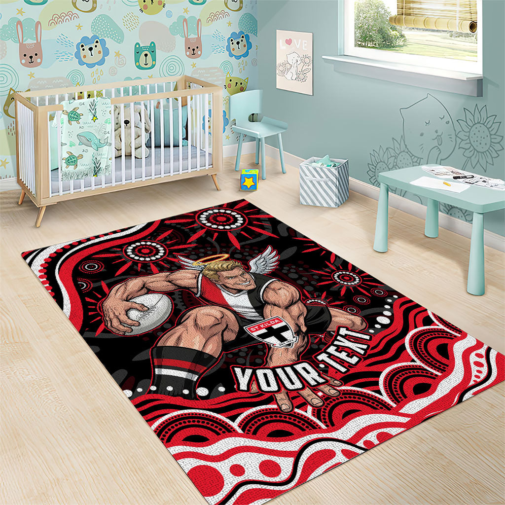 Personalized St Kilda Saints Footy Mascot Area Rug Aboriginal Dot Art - Dreamtime Football Mascot