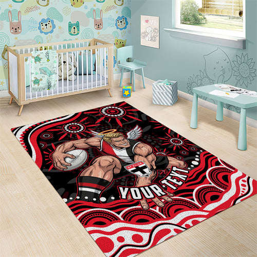 Personalized St Kilda Saints Footy Mascot Area Rug Aboriginal Dot Art - Dreamtime Football Mascot