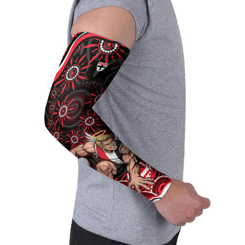 Personalized St Kilda Saints Footy Mascot Arm Sleeves Aboriginal Dot Art - Dreamtime Football Mascot