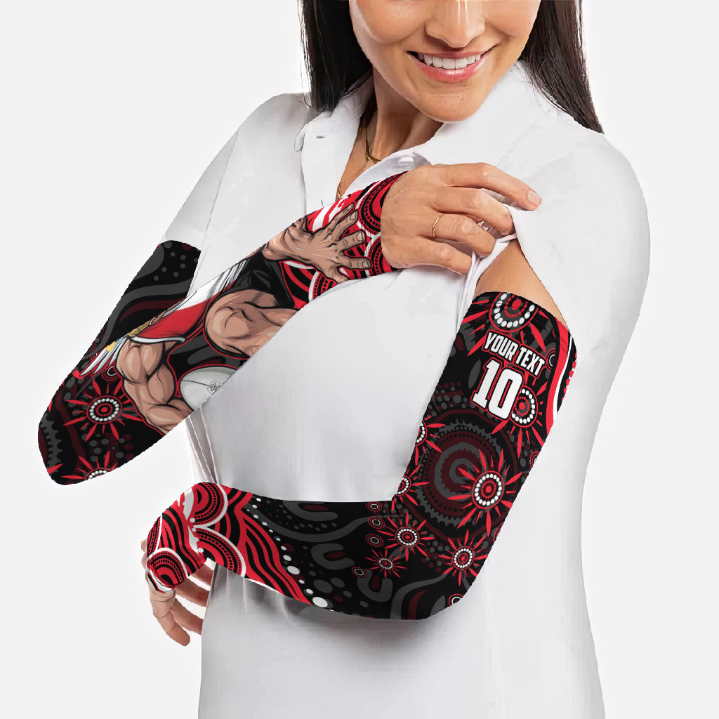 Personalized St Kilda Saints Footy Mascot Arm Sleeves Aboriginal Dot Art - Dreamtime Football Mascot