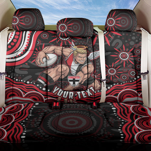 Personalized St Kilda Saints Footy Mascot Back Car Seat Cover Aboriginal Dot Art - Dreamtime Football Mascot