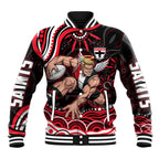 Personalized St Kilda Saints Footy Mascot Baseball Jacket Aboriginal Dot Art - Dreamtime Football Mascot