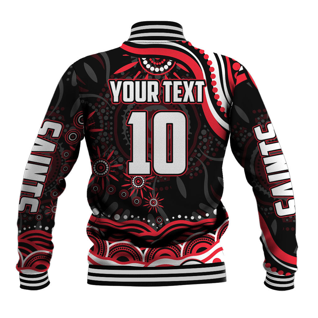 Personalized St Kilda Saints Footy Mascot Baseball Jacket Aboriginal Dot Art - Dreamtime Football Mascot