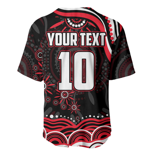 Personalized St Kilda Saints Footy Mascot Baseball Jersey Aboriginal Dot Art - Dreamtime Football Mascot