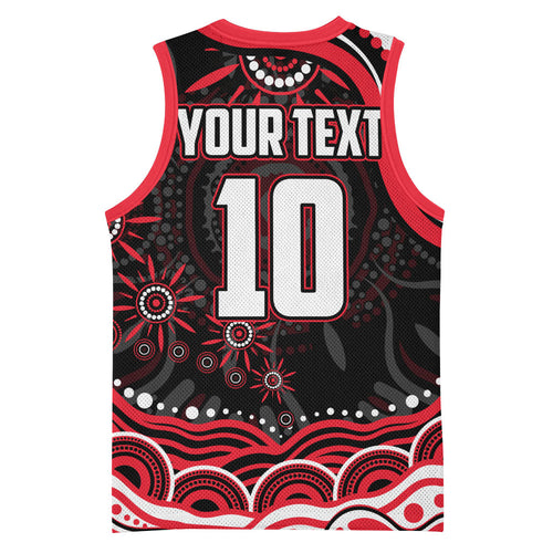 Personalized St Kilda Saints Footy Mascot Basketball Jersey Aboriginal Dot Art - Dreamtime Football Mascot