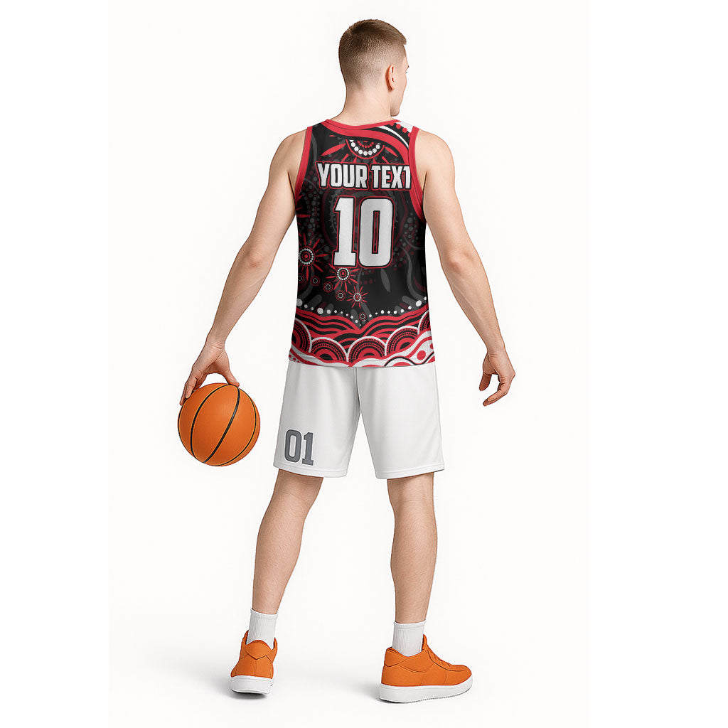 Personalized St Kilda Saints Footy Mascot Basketball Jersey Aboriginal Dot Art - Dreamtime Football Mascot