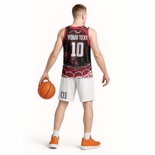 Personalized St Kilda Saints Footy Mascot Basketball Jersey Aboriginal Dot Art - Dreamtime Football Mascot
