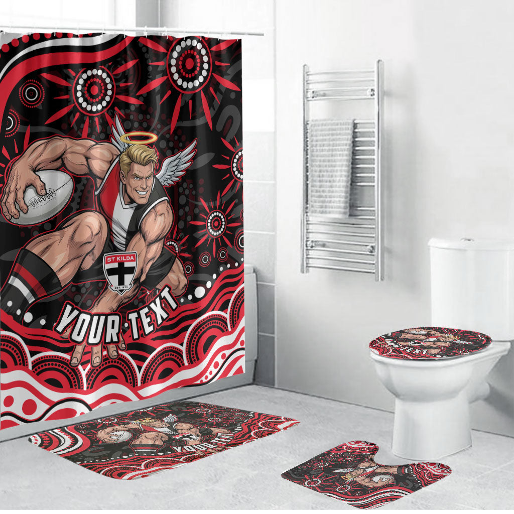 Personalized St Kilda Saints Footy Mascot Bathroom Set Aboriginal Dot Art - Dreamtime Football Mascot