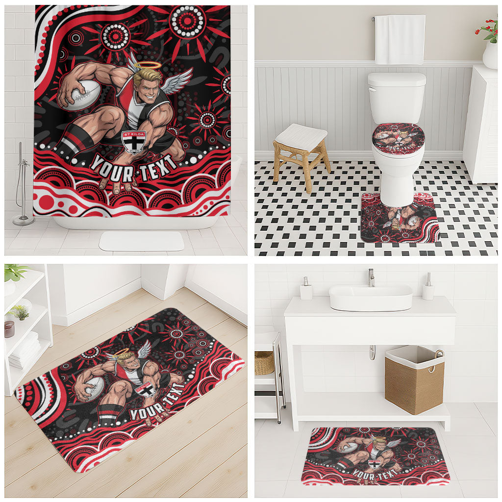Personalized St Kilda Saints Footy Mascot Bathroom Set Aboriginal Dot Art - Dreamtime Football Mascot