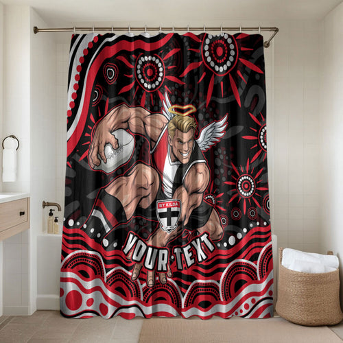 Personalized St Kilda Saints Footy Mascot Bathroom Set Aboriginal Dot Art - Dreamtime Football Mascot