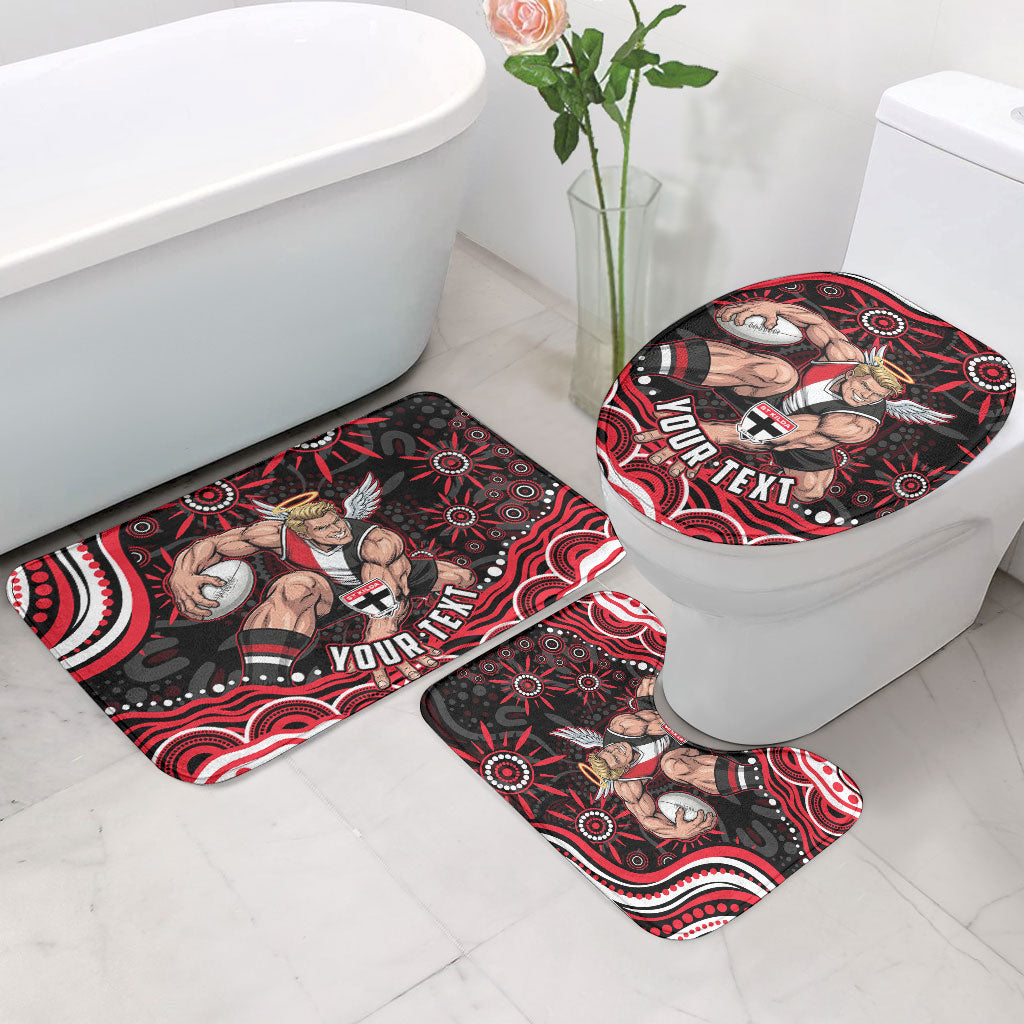 Personalized St Kilda Saints Footy Mascot Bathroom Set Aboriginal Dot Art - Dreamtime Football Mascot