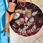 Personalized St Kilda Saints Footy Mascot Beach Blanket Aboriginal Dot Art - Dreamtime Football Mascot