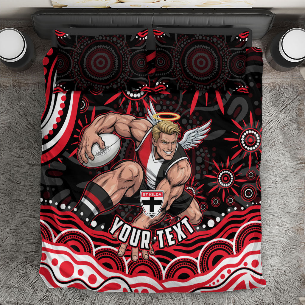 Personalized St Kilda Saints Footy Mascot Bedding Set Aboriginal Dot Art - Dreamtime Football Mascot