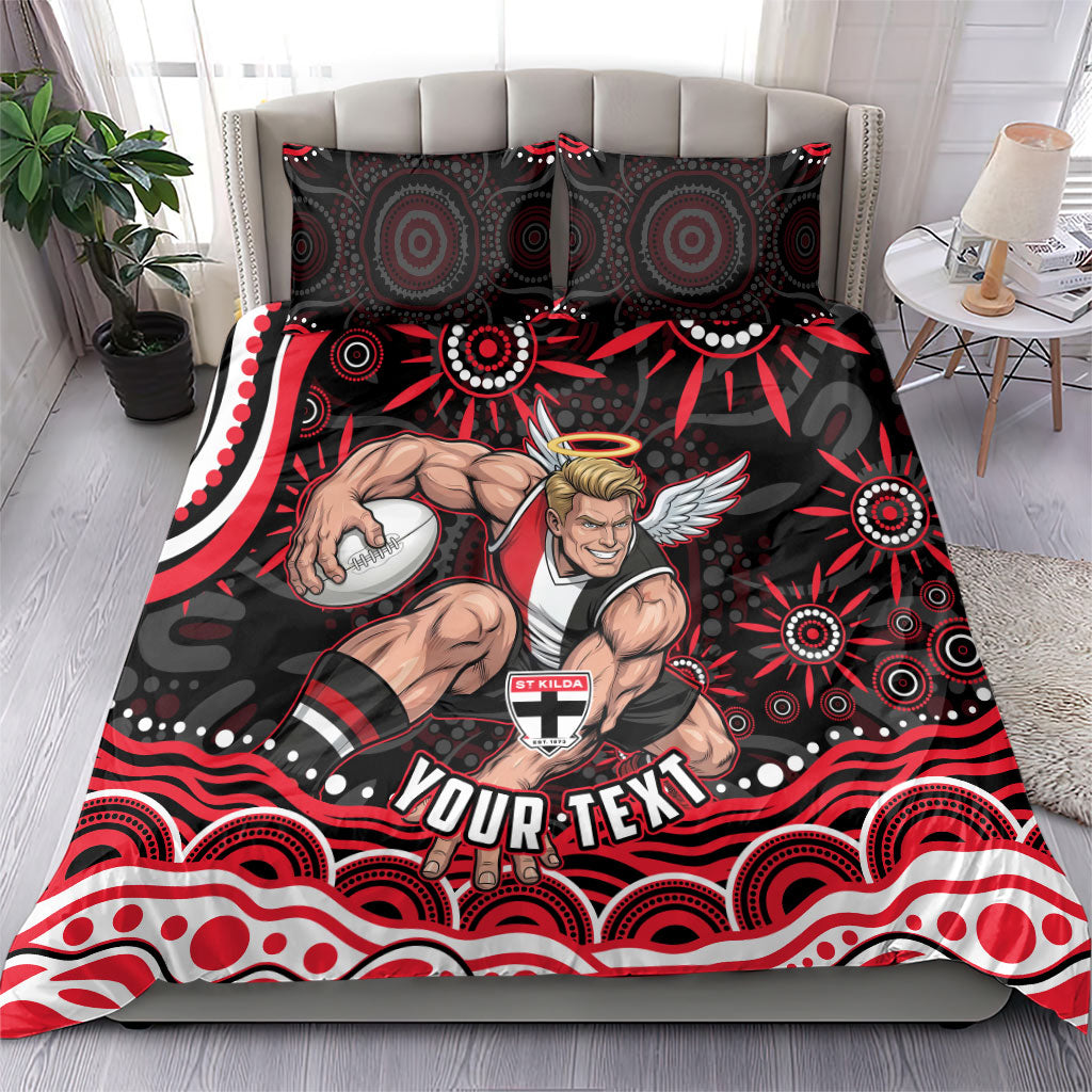 Personalized St Kilda Saints Footy Mascot Bedding Set Aboriginal Dot Art - Dreamtime Football Mascot