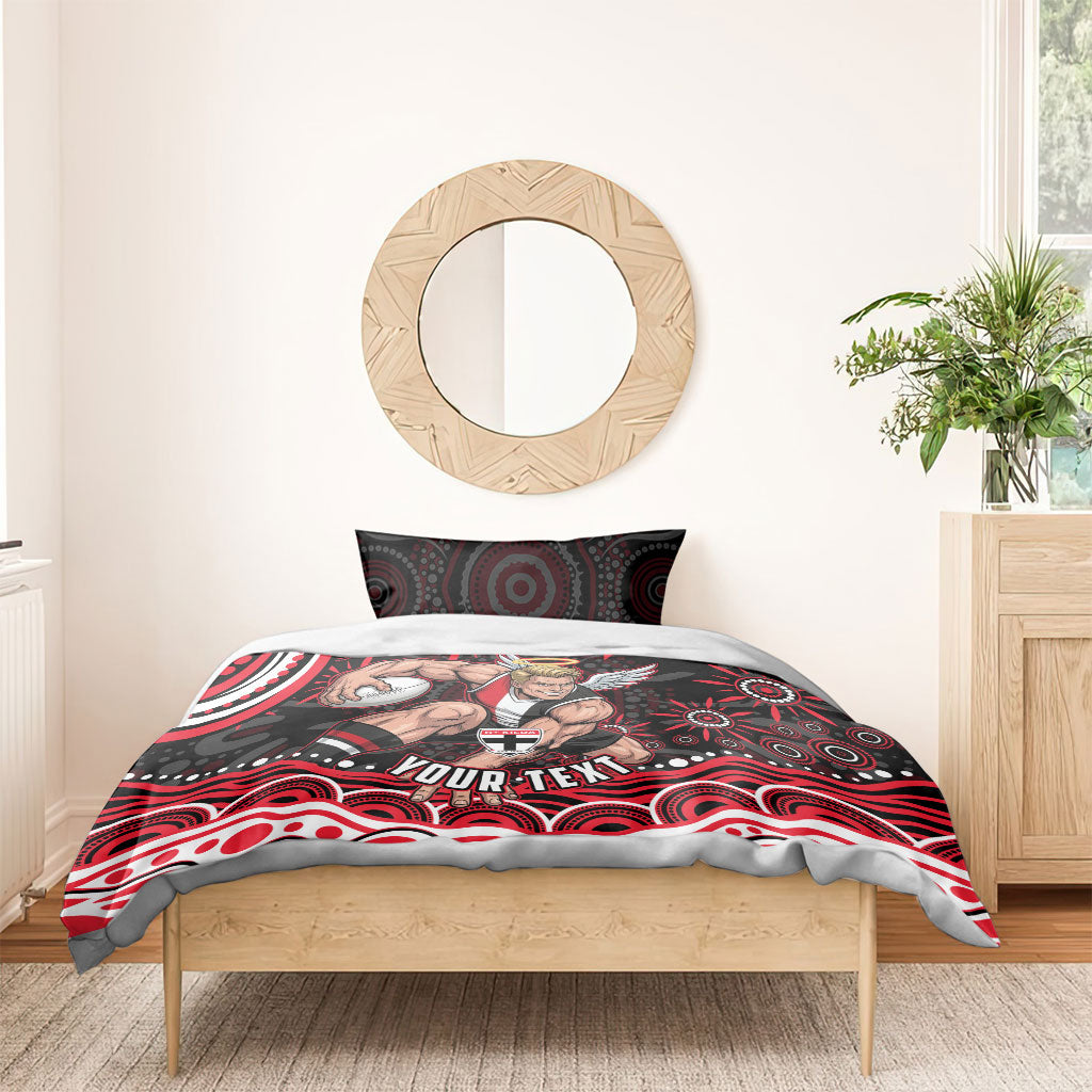 Personalized St Kilda Saints Footy Mascot Bedding Set Aboriginal Dot Art - Dreamtime Football Mascot