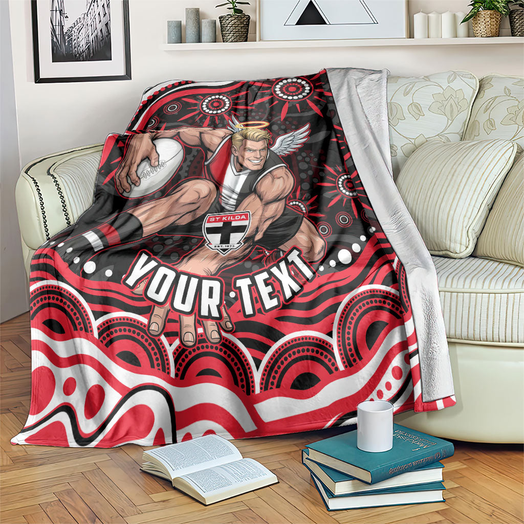 Personalized St Kilda Saints Footy Mascot Blanket Aboriginal Dot Art - Dreamtime Football Mascot