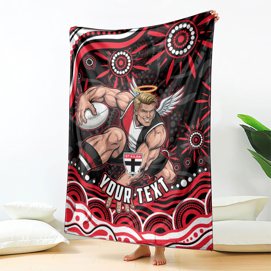 Personalized St Kilda Saints Footy Mascot Blanket Aboriginal Dot Art - Dreamtime Football Mascot