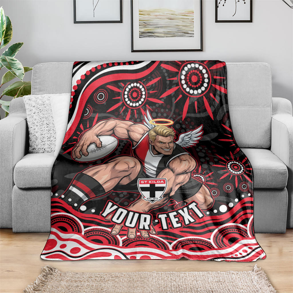 Personalized St Kilda Saints Footy Mascot Blanket Aboriginal Dot Art - Dreamtime Football Mascot