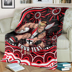 Personalized St Kilda Saints Footy Mascot Blanket Aboriginal Dot Art - Dreamtime Football Mascot