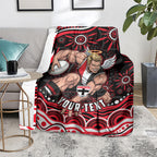 Personalized St Kilda Saints Footy Mascot Blanket Aboriginal Dot Art - Dreamtime Football Mascot